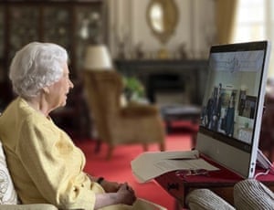 2021: Queen Elizabeth II holds a virtual audience from Windsor Castle via video link with the ambassador from the Swiss Confederation, Markus Leitner, and his wife, Nicole Leitner