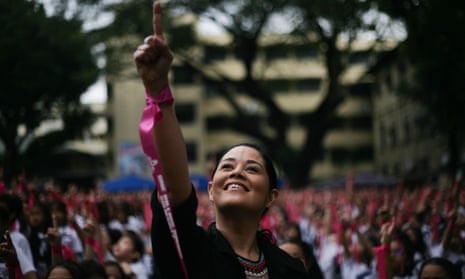 Monique Wilson participating in the One Billion Rising demonstration to highlight violence against women, in Manila, 2018.