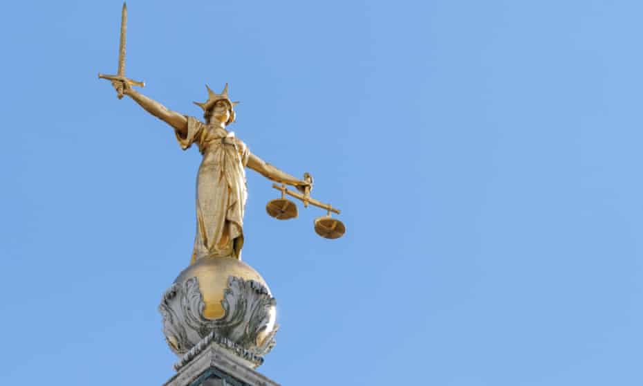 Lady Justice's statue atop the Old Bailey, Central Criminal Court, in London