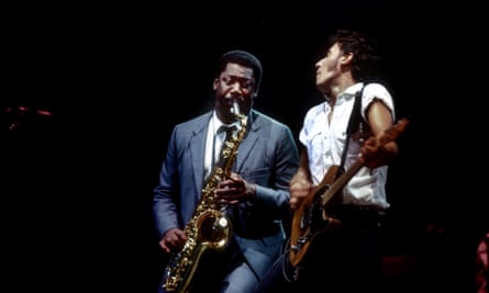 Clarence Clemons and Bruce Springsteen at Cobo Hall, Detroit, October 1980.