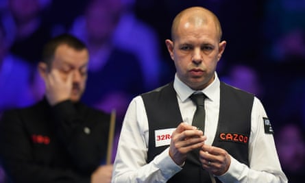 Barry Hawkins (right) gave Mark Allen a tough afternoon at Alexandra Palace.