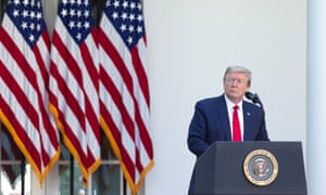 Donald Trump delivers remarks during the National Day of Prayer Service at the White House in Washington, on 7 May.