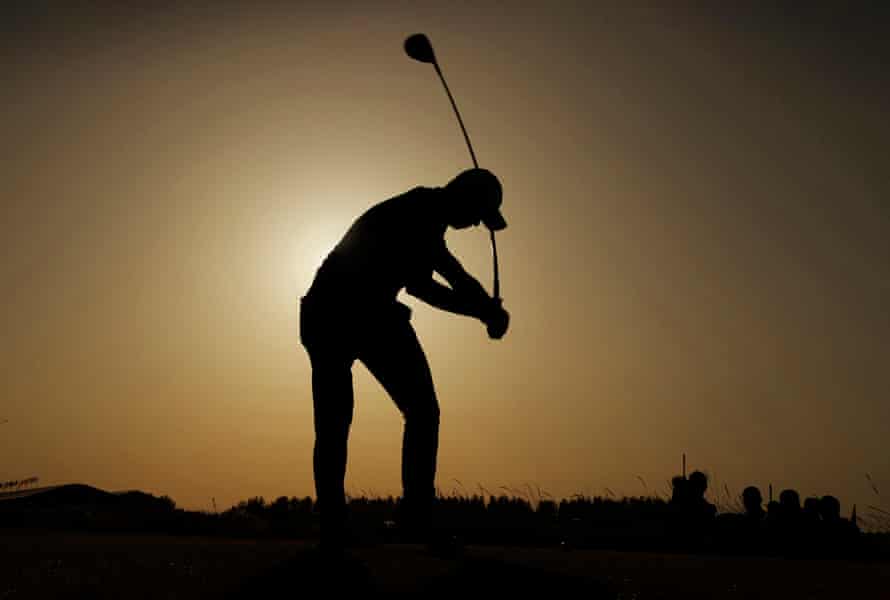 Collin Morikawa tees off on the 18th hole during the third round of the 149th Open Golf Championship at Royal St Georges Golf Club on July 17th 2021.