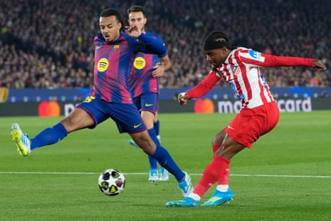 Atlético's Ademola Lookman (right) in action.