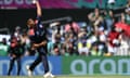 Nosthush Kenjige of the United States bowls during the United States vs Pakistan match in the ICC Men's T20 cricket World Cup. 