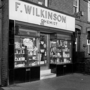 Wilkinson’s chemist, Droylsden Road, Newton Heath shopfront photographed by Brian Lomas.