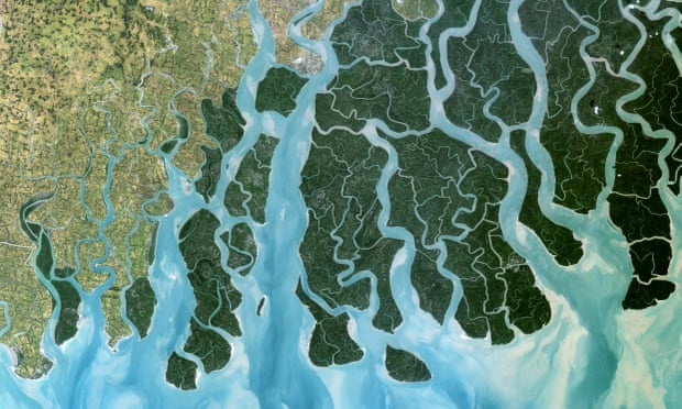 A satellite image of the Ganges delta, which is vulnerable to flooding as sea levels rise