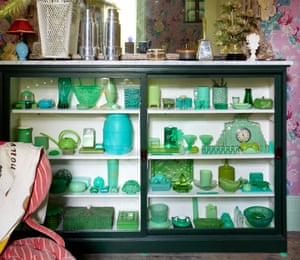 ‘This collection is all about colour’: green Bakelite, glass and ceramics.