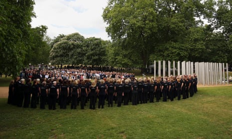 The Rock Choir perform at a service at the July 7 memorial in Hyde Park, London