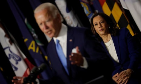 Kamala Harris joins Joe Biden on stage in Wilmington. Harris said of Trump: ‘This is what happens when we elect a guy who just isn’t up for the job.’
