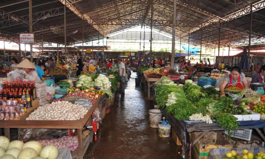Laos food market.