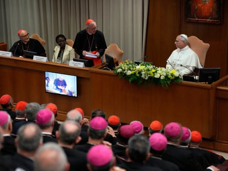 Pope Leo XIV at a presentation ceremony with Vatican colleagues
