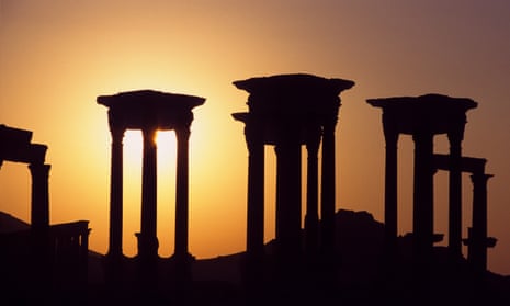 Columns in Palmyra at sunset