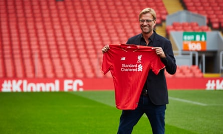 Jürgen Klopp at Anfield after his first press conference as the new Liverpool manager on 9 October 2015