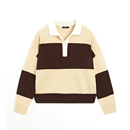 Massimo Dutti Striped wool blend polo sweater