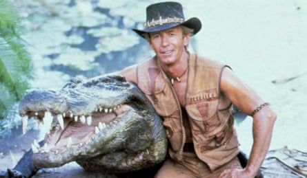 Paul Hogan (and friend) as Crocodile Dundee.