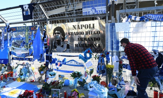 Tributes outside San Paolo stadium in Naples