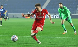 Diogo Jota scores Liverpool’s fifth goal at Atalanta to round off an attacking team display of surgical excellence.