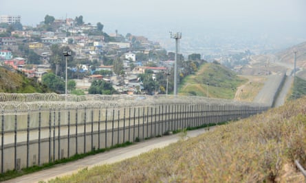 The US-Mexico border security fence across from the Mexican city of Tijuana.