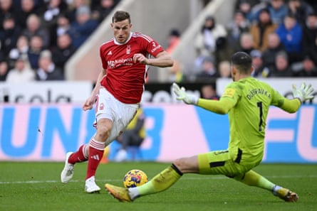Wood scores for Nottingham Forest against his former side Newcastle in 2023