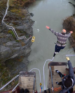 John Kirkaldy bungee jumping at Kawarau Gorge in New Zealand
