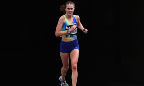Mhairi Maclennan competes in the elite women's race during the London Marathon