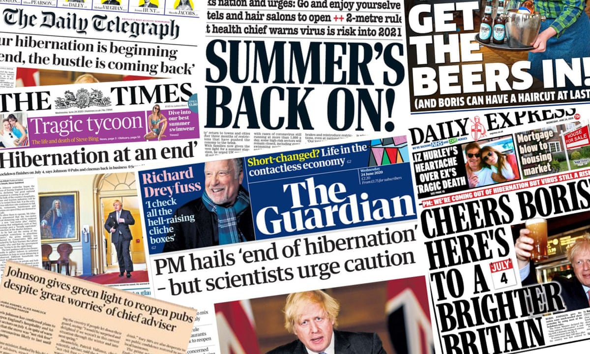 End Of Hibernation What The Papers Say About England S Lockdown Easing Newspapers The Guardian End Of Hibernation What The Papers Say About England S Lockdown Easing Newspapers The Guardian
