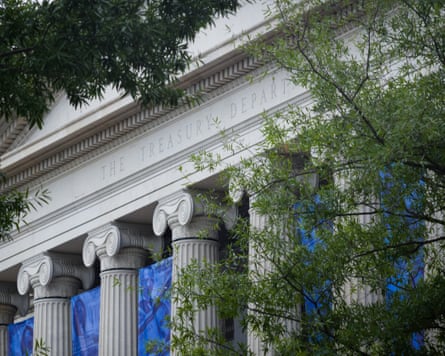 The US Department of the Treasury headquarters building in Washington DC.