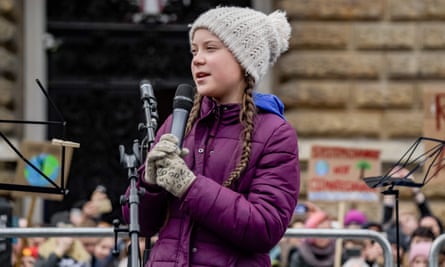 Greta Thunberg gives a speech during a demonstration of students calling for climate protection in Germany on 1 March.