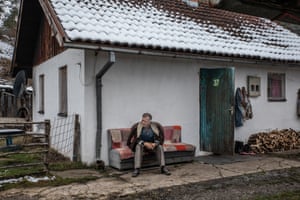 Muja, 75, a resident of Jezevac refugee camp, photographed in front of his apartment. Together with his family was transferred to the Jezevac refugee camp in 1997.