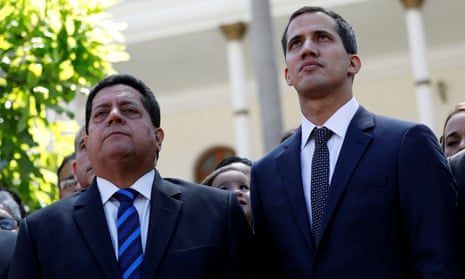 Juan Guaidó and Edgar Zambrano, left, in Caracas, Venezuela, on 5 January. Zambrano was seized by intelligence agents on Wednesday night. 