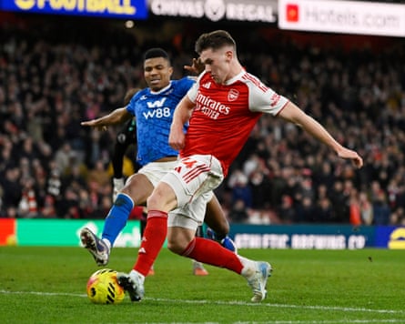 Viktor Gyökeres scores Arsenal’s third goal.