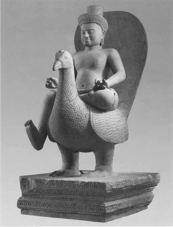 Skanda on a Peacock, a 10th century Cambodian statue