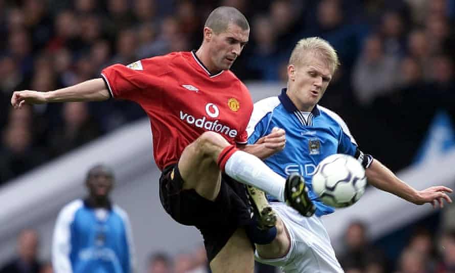Alf’s revenge: disruptor Erling Haaland can be the striker Pep Guardiola craves | Erling Haaland 2 Manchester United’s Roy Keane battles City’s Alf Inge Haaland in 2000