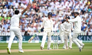 Keaton Jennings of England is dismissed by Ravic Ashwin.