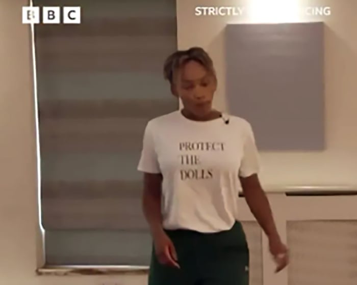BBC defends editing out trans rights slogan on Strictly contestant’s T-shirt