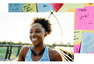 Smiling woman running