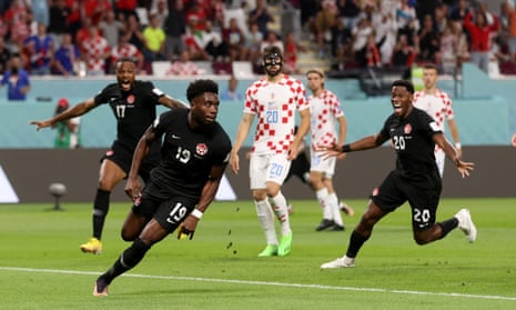 Croatia v Canada: World Cup 2022 – live | World Cup 2022 7 Davies celebrates scoring.