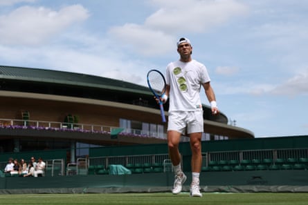 Jack Draper in practice at Wimbledon