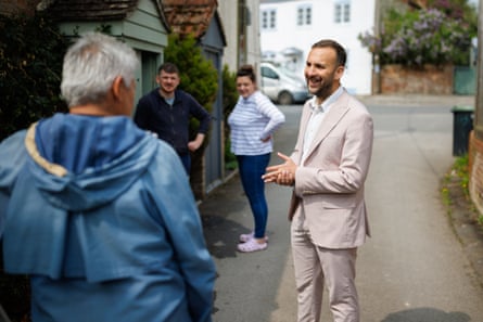 Common touch … campaigning near Devizes, Wiltshire in the recent council elections.