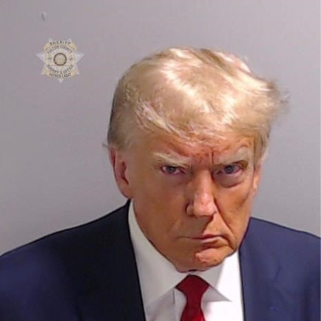 Trump’s 24 August mug shot, from his arrest at the Fulton county jail in Atlanta.