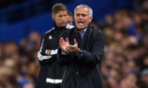 José Mourinho, Chelsea's manager, claps players as his team plays Maccabi Tel Aviv