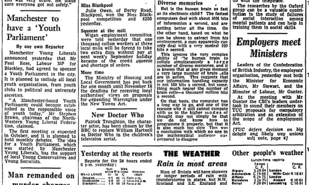 The Manchester Guardian announces the new Doctor Who on 2 September 1966
