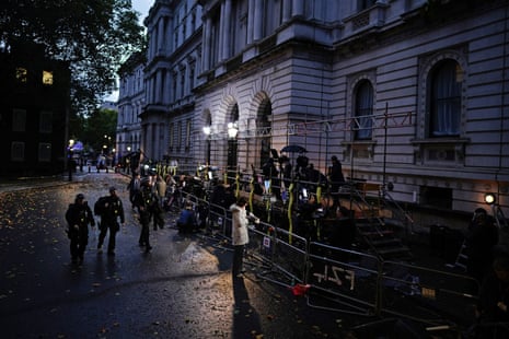 Journalists in Downing Street early this morning.