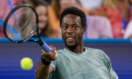 Gaël Monfils plays a shot