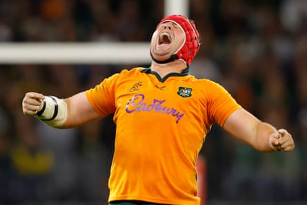 Harry Wilson of the Wallabies celebrates the win against South Africa