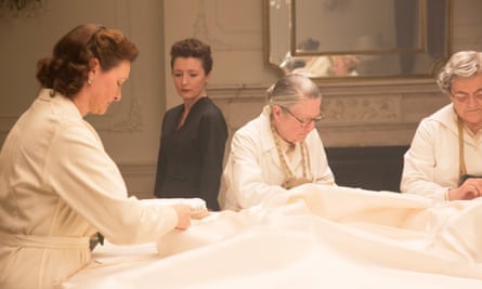 A pitch-perfect depiction … Lesley Manville, second from left, plays Woodcock’s trusted assistant.