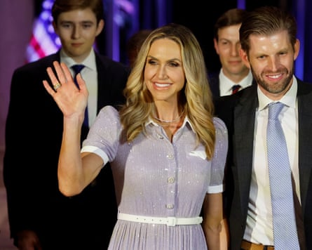 President Donald Trump's daughter-in-law Lara, his son Eric, his son Barron and his son-in-law Jared Kushner