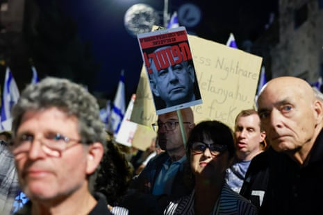 Protestors gather against Israeli Prime Minister Benjamin Netanyahu near his residence, as the conflict between Israel and Palestinian Islamist group Hamas continues, in Jerusalem November 4, 2023.