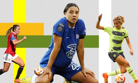 From left: Manchester United’s Katie Zelem, Sam Kerr  of Chelsea and Manchester City’s Laia Aleixandri.